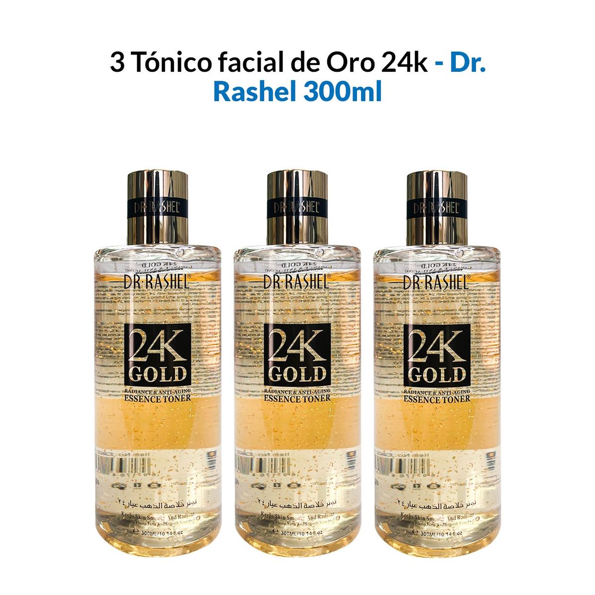WOKALI - 3 Tónico esencia antienvejecimiento y resplandor oro 24k 300ml
