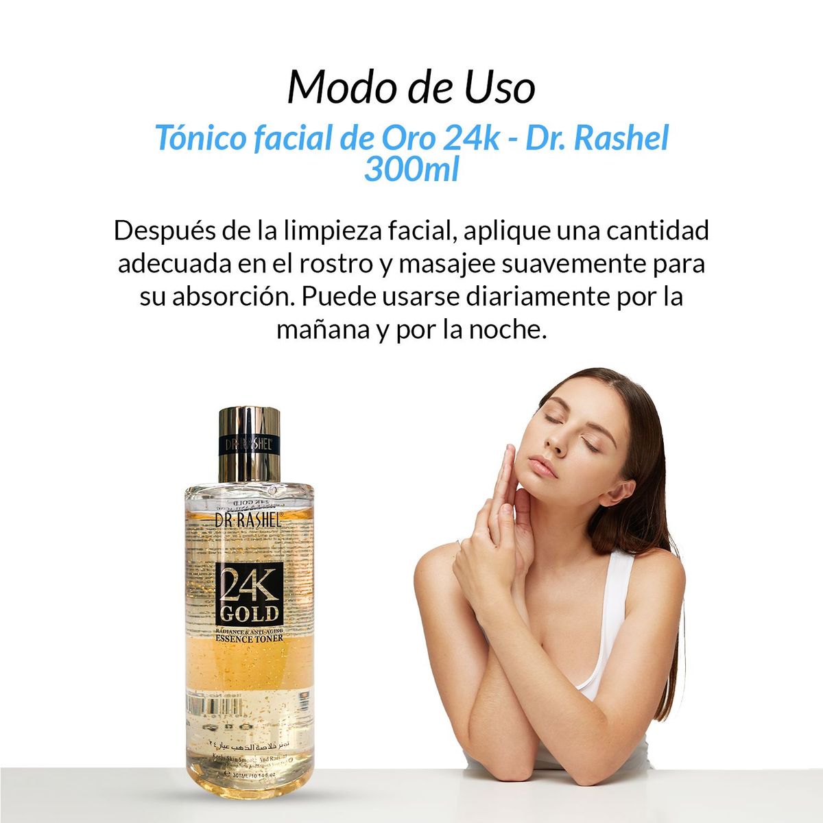 WOKALI - 3 Tónico esencia antienvejecimiento y resplandor oro 24k 300ml