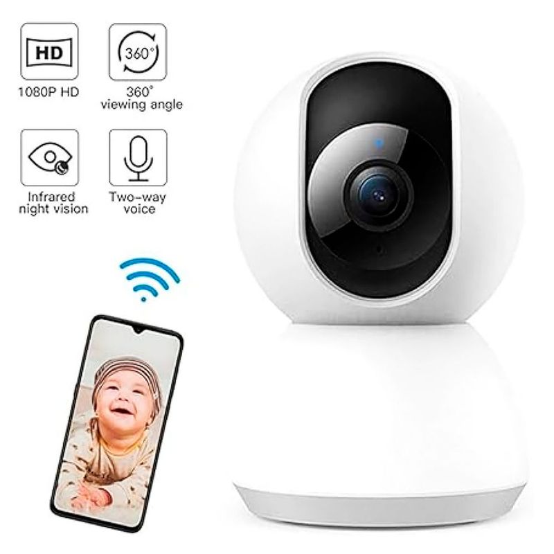GENERICO - Cámara IP WiFi Interior 1080P de Vigilancia WiFi Interior 360° Bebés y Mascotas
