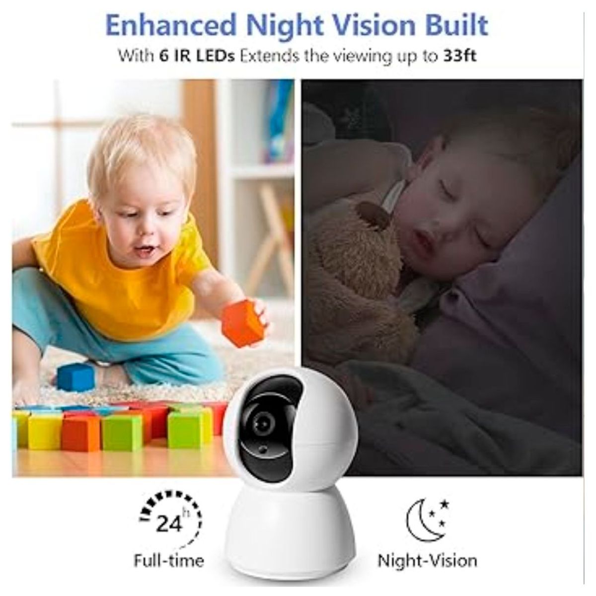 SEISA - Cámara IP WiFi Interior 1080P de Vigilancia WiFi Interior 360° Bebés y Mascotas