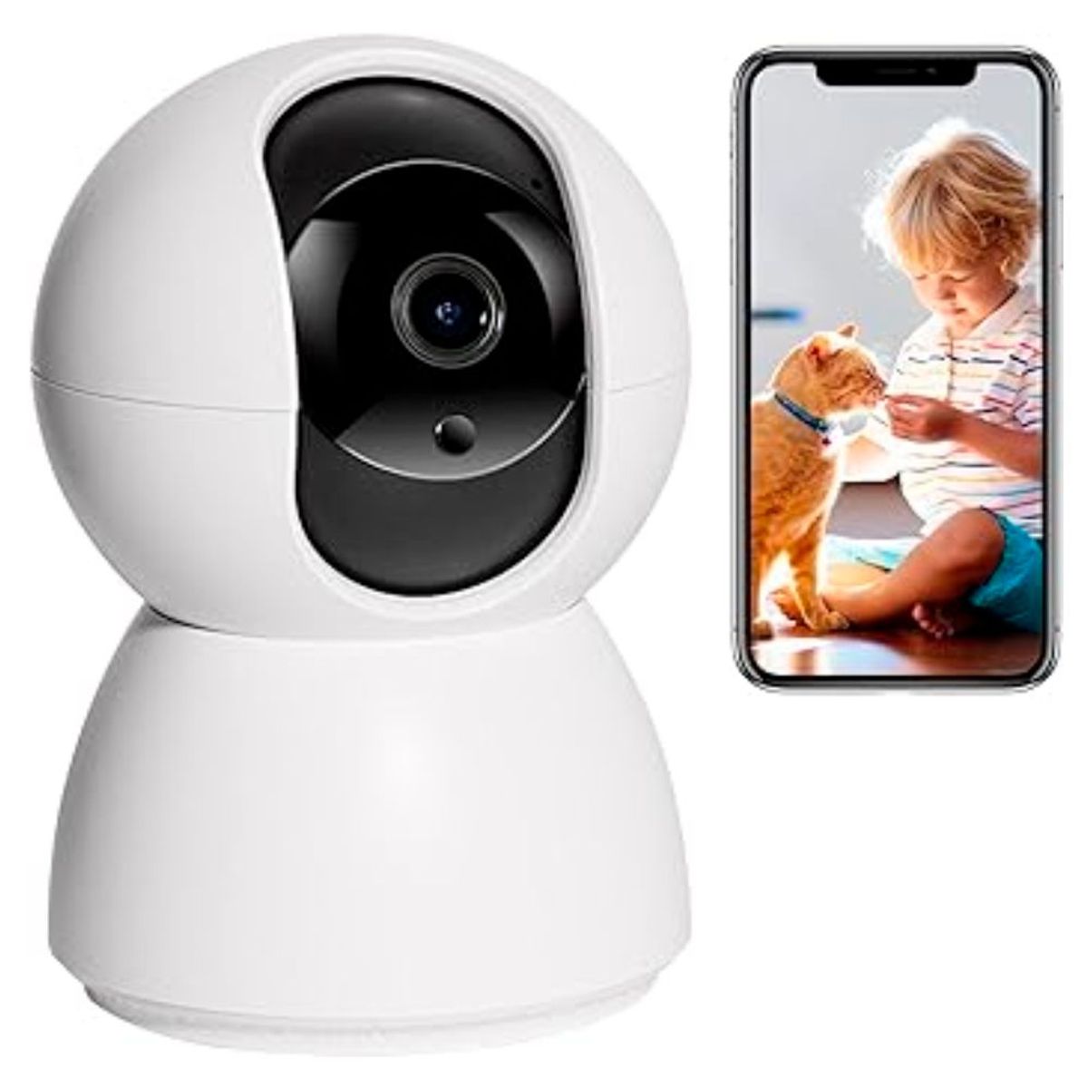 GENERICO - Cámara IP WiFi Interior 1080P de Vigilancia WiFi Interior 360° Bebés y Mascotas