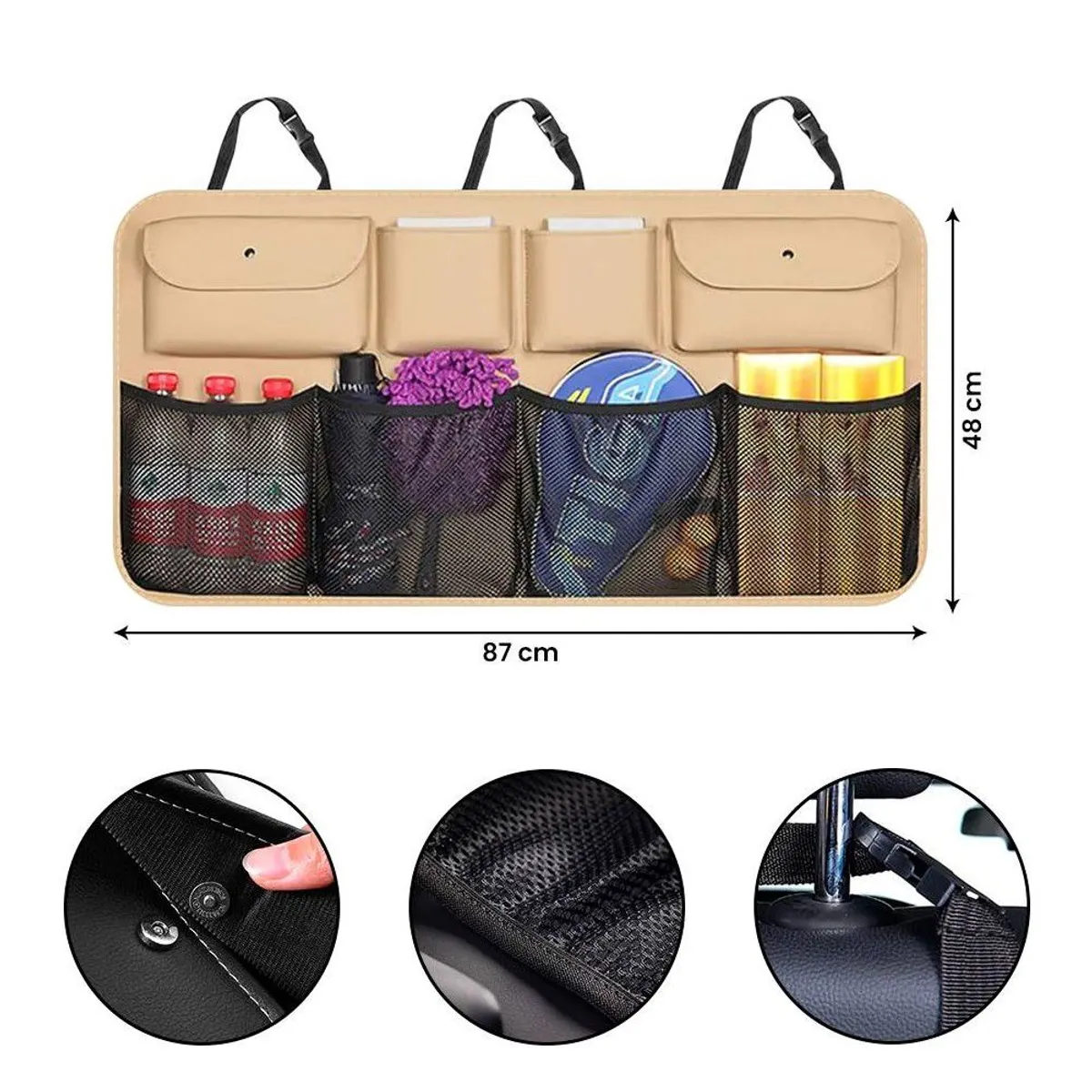 GENERICO - Organizador para Auto Asiento Maletera Impermeable Beige