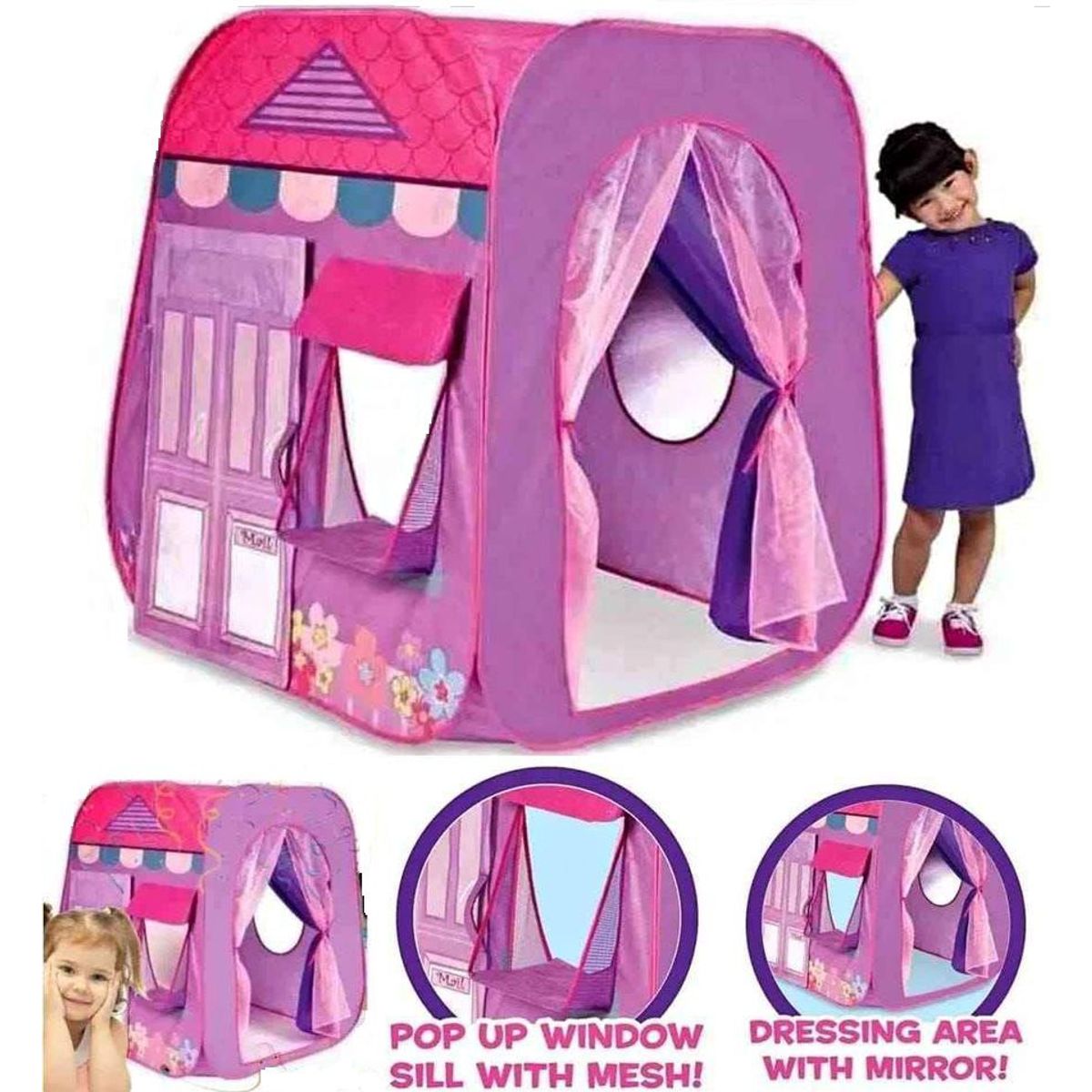 EVERBEST - Carpa de Juego Boutique de Niña Morado 104 x 92 cm