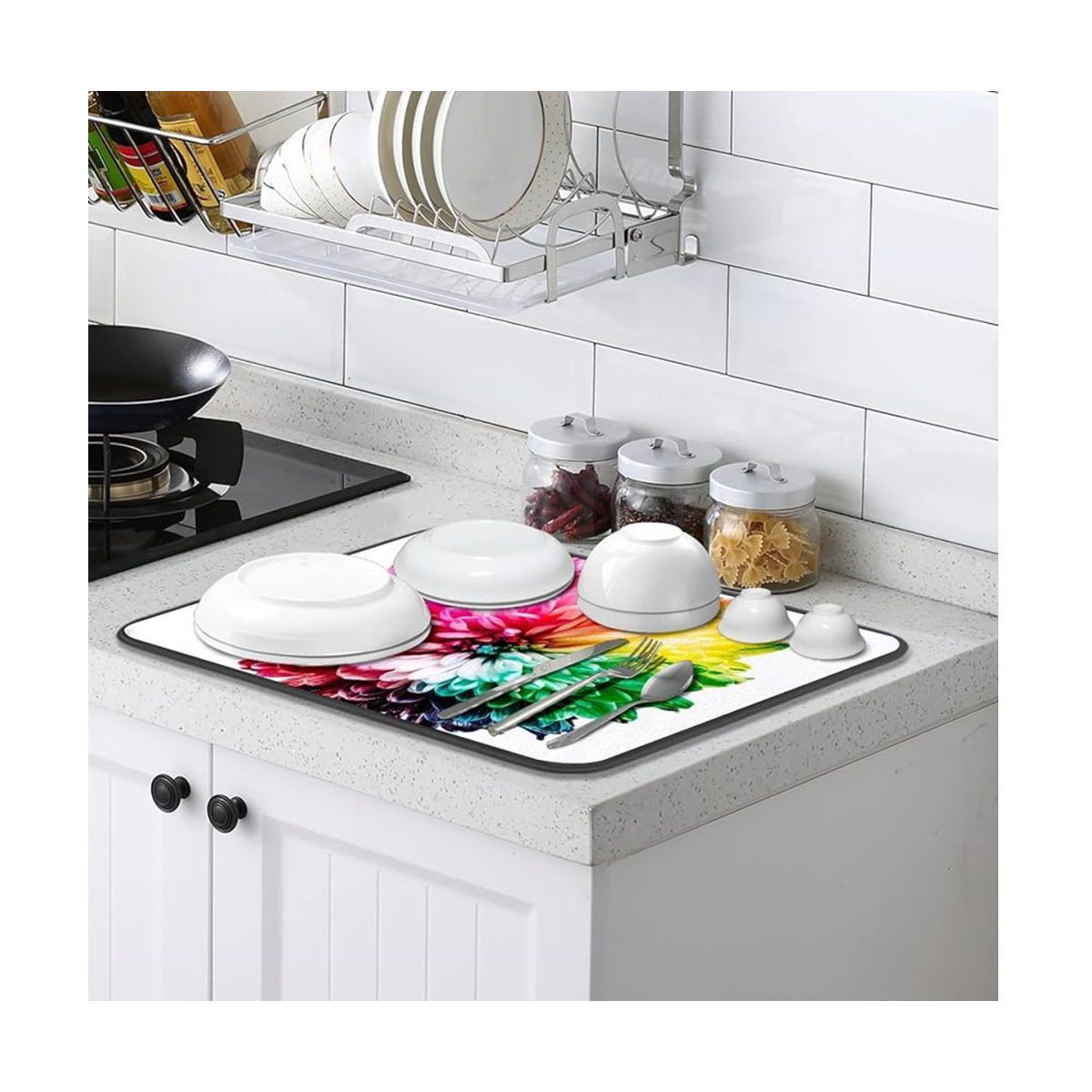 GENERICO - Set de 2 Tapetes Cocina Escurridor De Platos con diseño verduras 58 x 38 cm