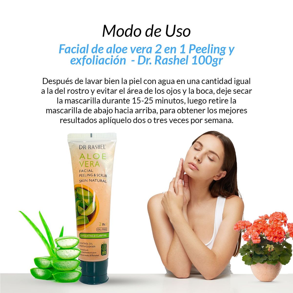 GENERICO - 2 Facial de aloe vera 2 en 1 Peeling y exfoliación 100gr