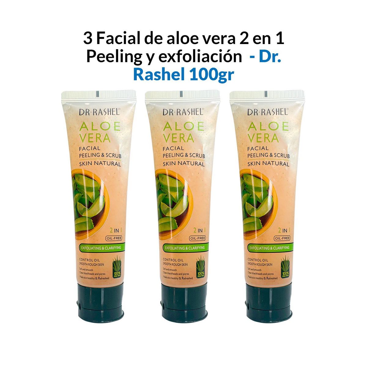 GENERICO - 3 Facial de aloe vera 2 en 1 Peeling y exfoliación 100gr