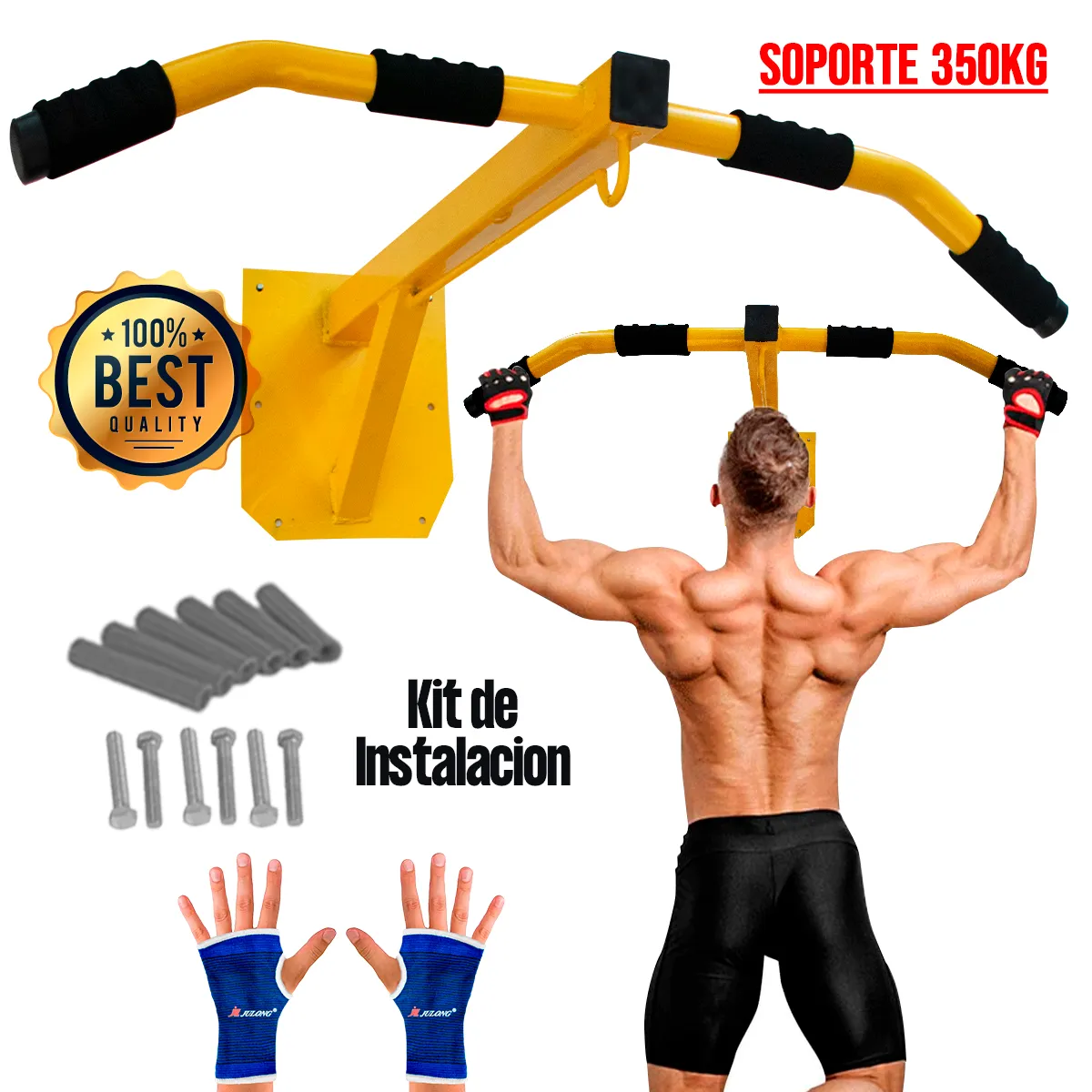 HOLGU - Rack  Barra Dominadas  Guantes