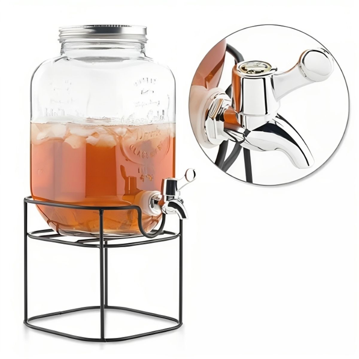 GENERICO - Dispensador Vintage De Agua En Vidrio 8 Litros Con Base