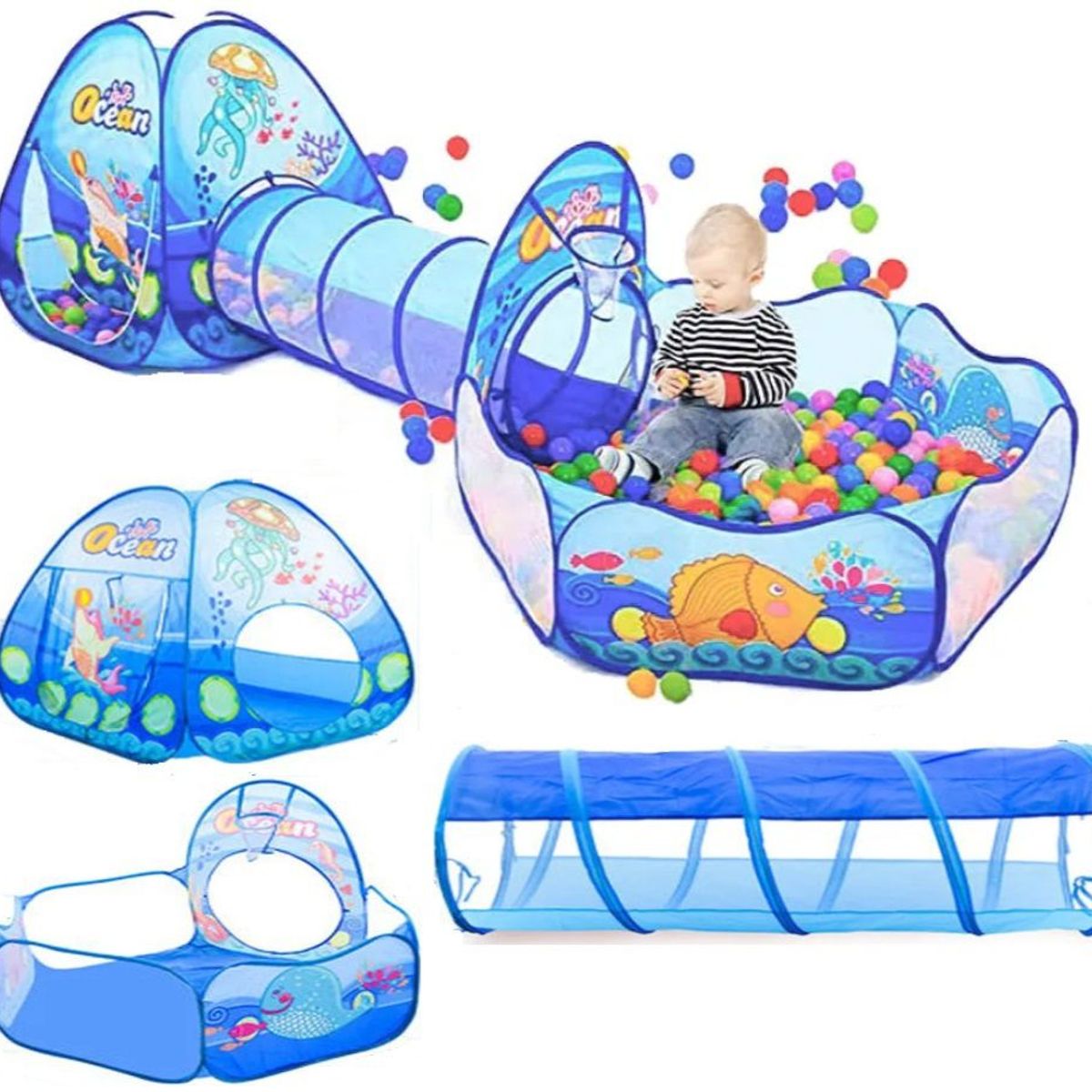 EVERBEST - Carpa de Niño de Campo 3 en 1 Azul 253 x 79 x 88 cm