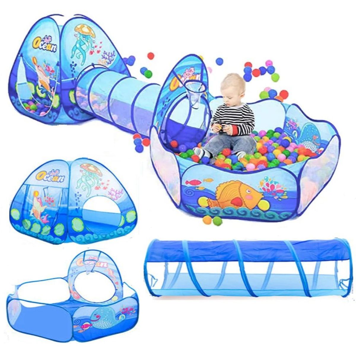 EVERBEST - Carpa de Niño de Campo 3 en 1 Azul 253 x 79 x 88 cm