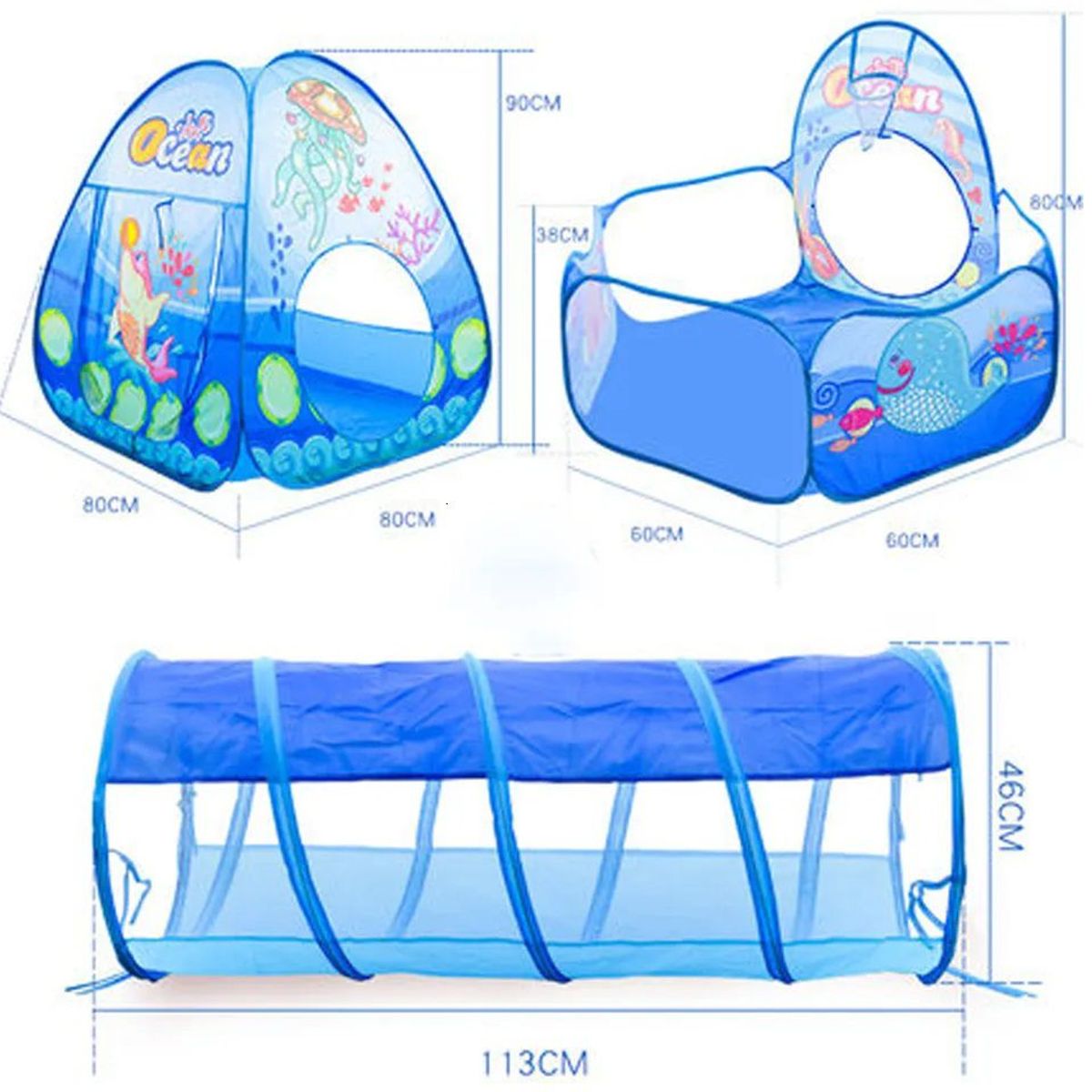 EVERBEST - Carpa de Niño de Campo 3 en 1 Azul 253 x 79 x 88 cm