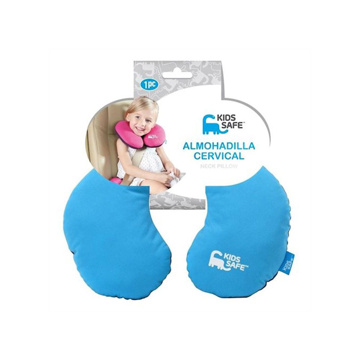 KID SAFE - Almohadilla Cervical Apoya Cabeza Bebé Silla Auto Celeste