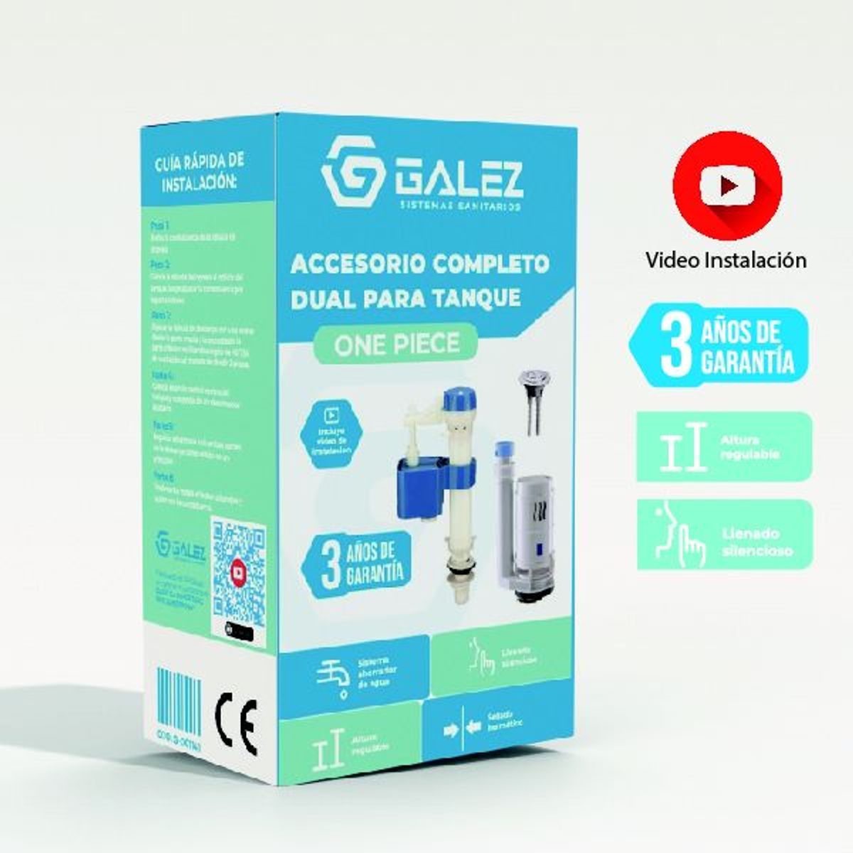 GALEZ - Accesorio completo para inodro dual con boton one Piece