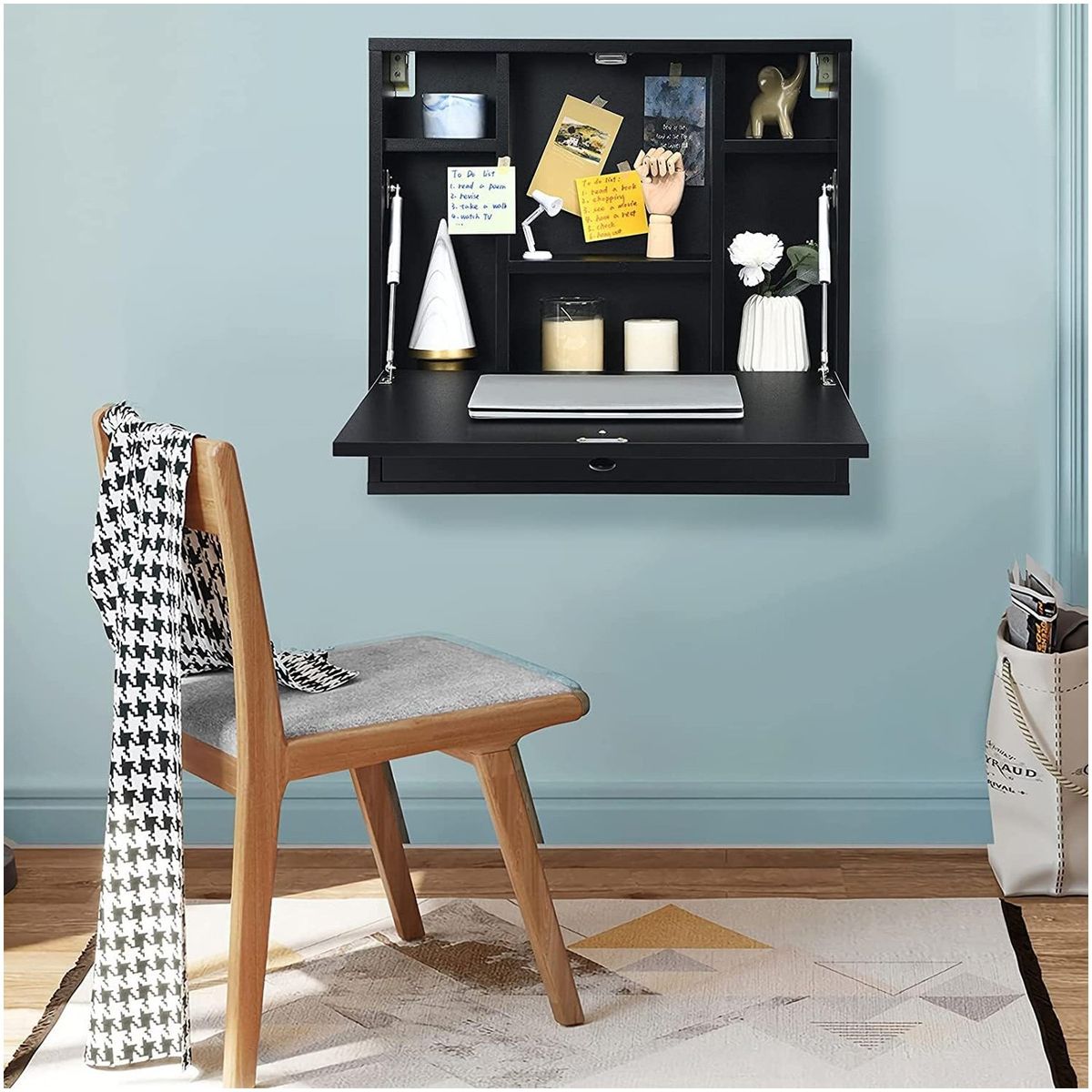 VENTITAS HOME - Escritorio para Pared Magnolio Ventitas Home Negro