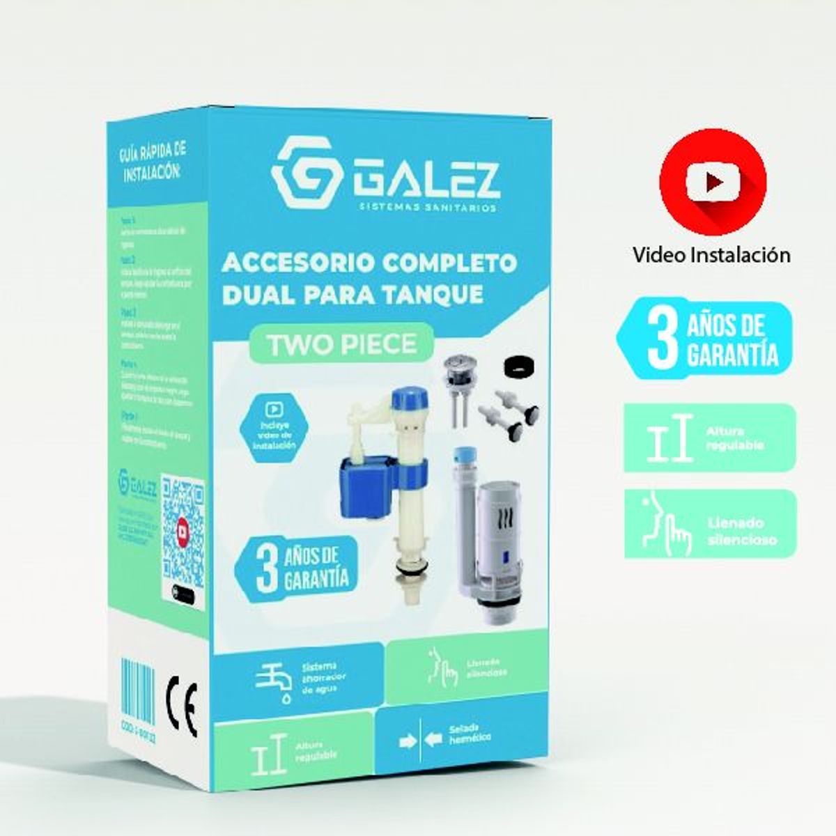 GALEZ - Accesorio completo para inodro dual con boton Two Piece