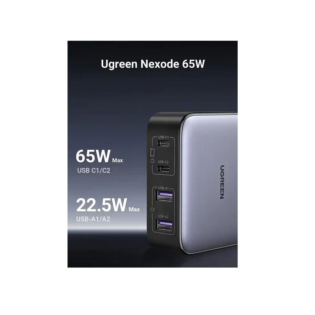 UGREEN - Cargador UGREEN USB C 65W, 4 puertos, GaN, iPhone 14