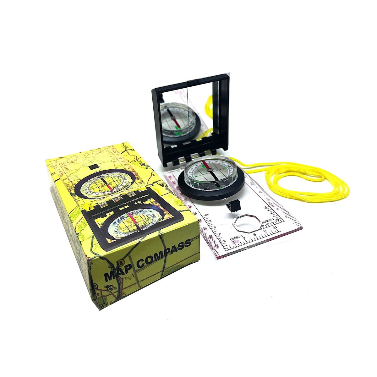 GENERICO - BRUJULA PARA MAPAS Y PARABÓLICAS - INCLUYE REGLA - ESPEJO REFLECTIVO