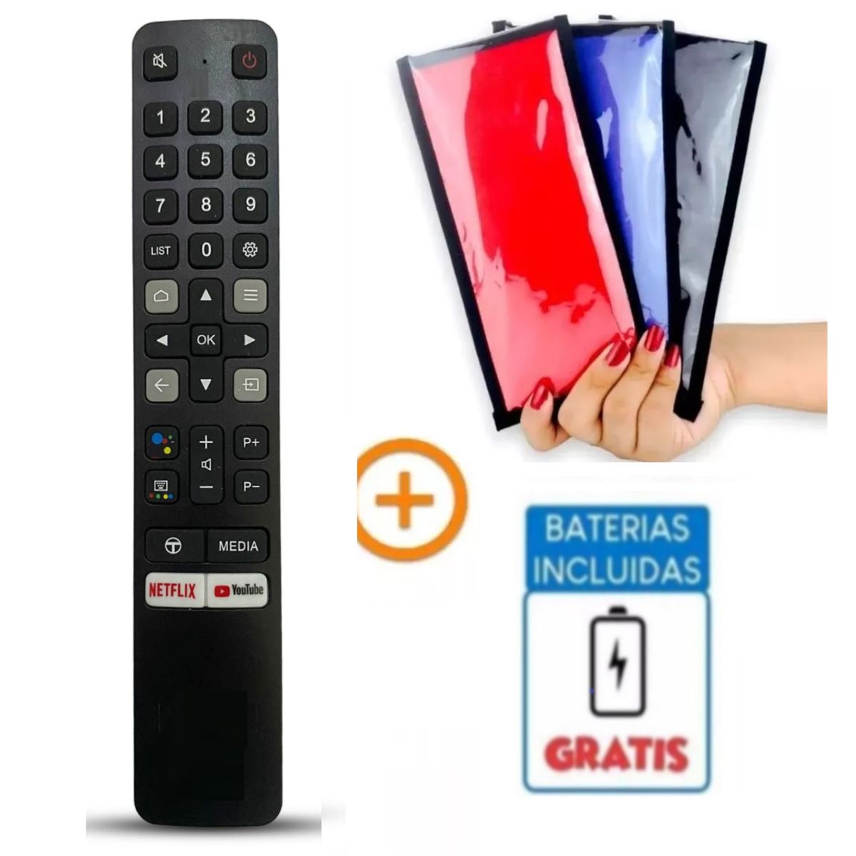 UNIVERSAL - Control Remoto Tcl Generico Smart Modelo RC901V Pilas