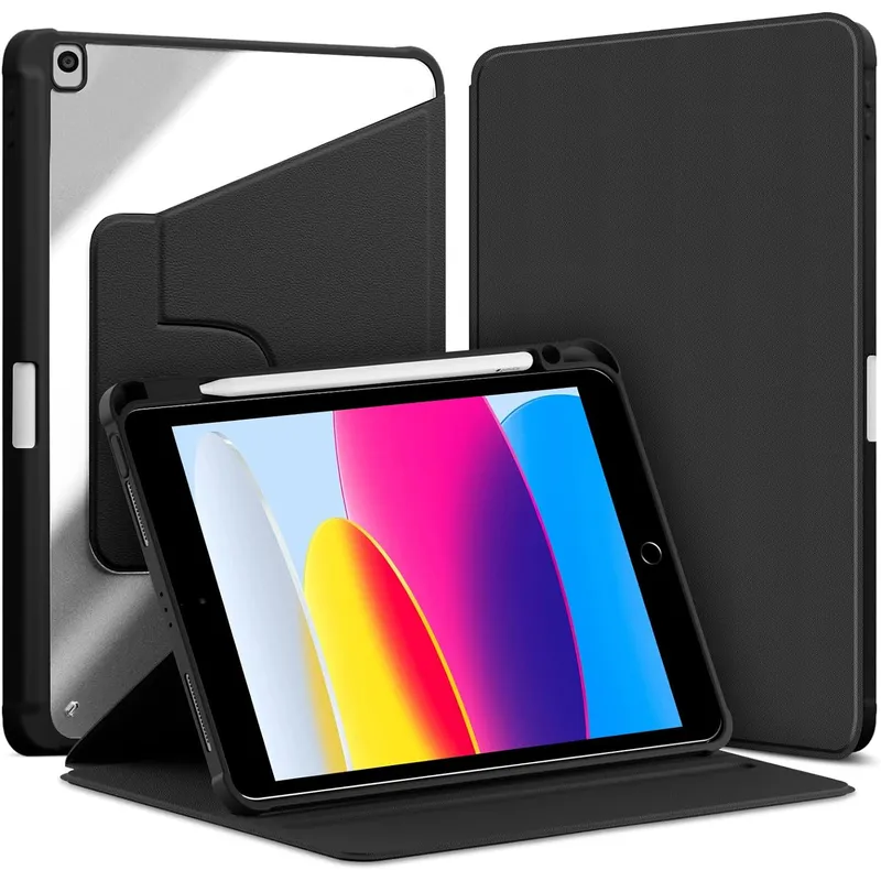 GENERICO - Case Protector Ipad 10,2 8va y 9na Gen con Ranura para Pencil - NEGRO
