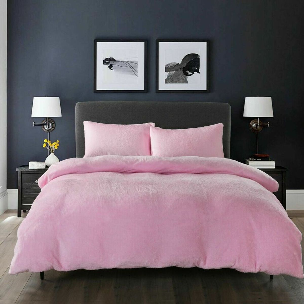 GENERICO - cubrecama PLAZA Y MEDIA de peluche pelo corto ROSADO BEBE