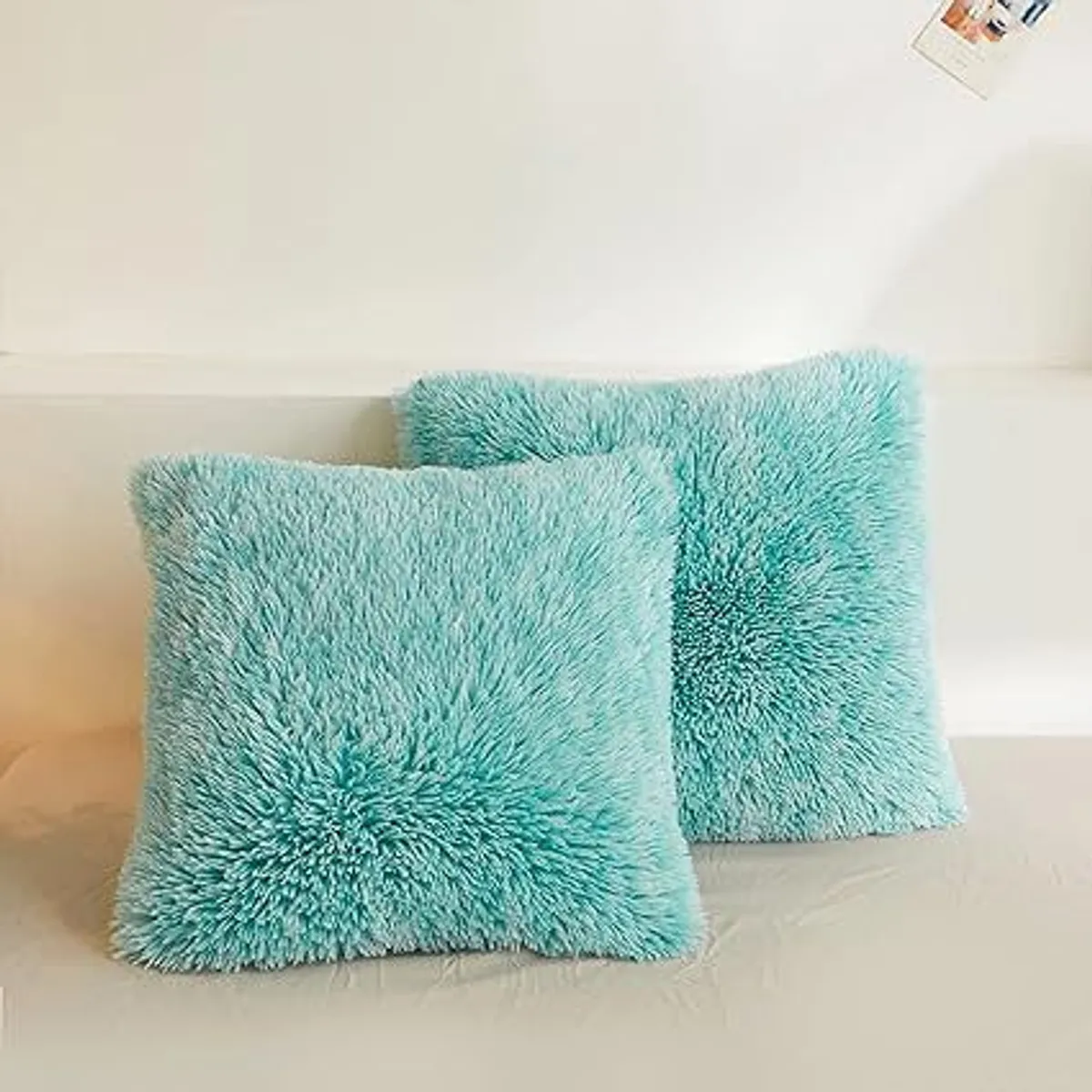 GENERICO - COJIN CUADRADO PELO LARGO 35X35 VERDE JADE