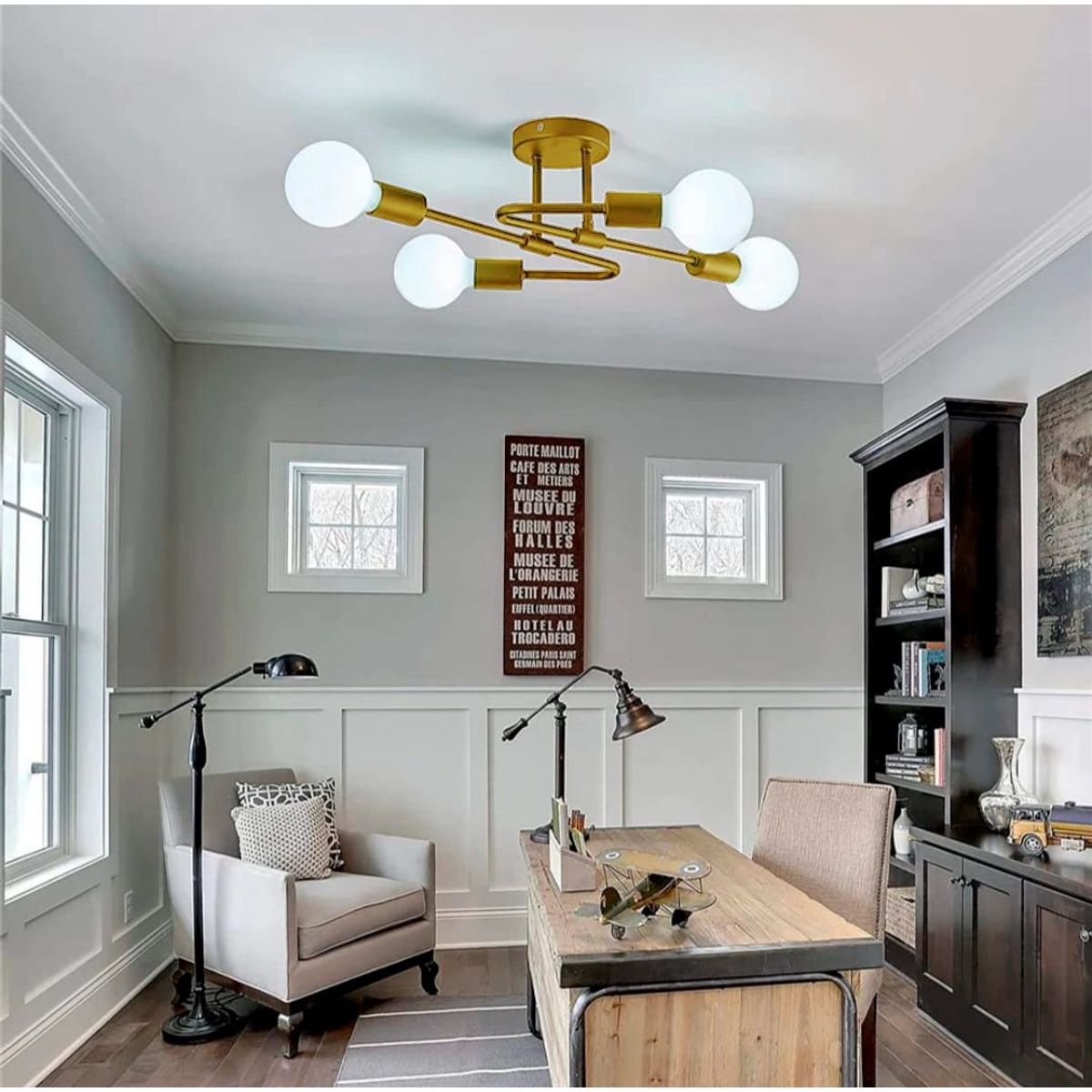 GENERICO - Lámpara Colgante Style dorado Luces, Incluye 4 Focos