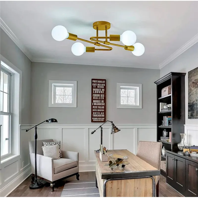 GENERICO - Lámpara Colgante Style dorado Luces, Incluye 4 Focos