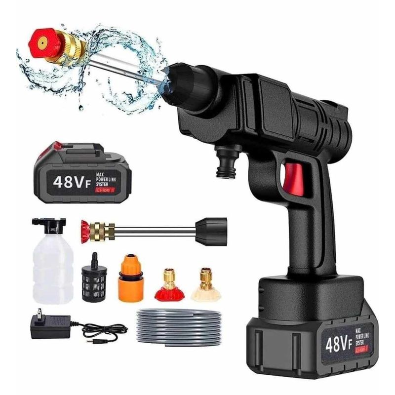 GENERICO - Pistola Hidrolavadora 48V Inalambrico Doble Batería Potente
