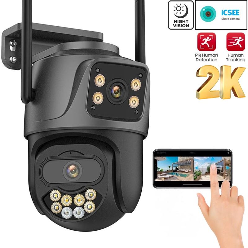 OEM - Camara Doble Lente Exterior Wifi Icsee 2K Vigilancia Seguridad 2025