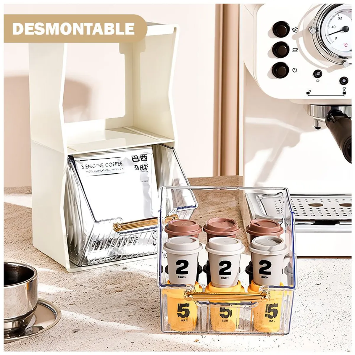 KELLER - Caja Organizadora Exhibidora de Cocina Beige 17F