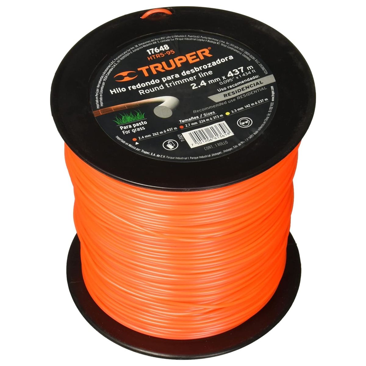 TRUPER - Hilo para desmalezadora desbrozadora podadora 2.4 mm, 5 lb Truper