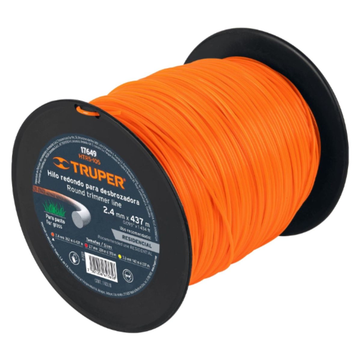TRUPER - Hilo para desmalezadora desbrozadora podadora 2.4 mm, 5 lb Truper