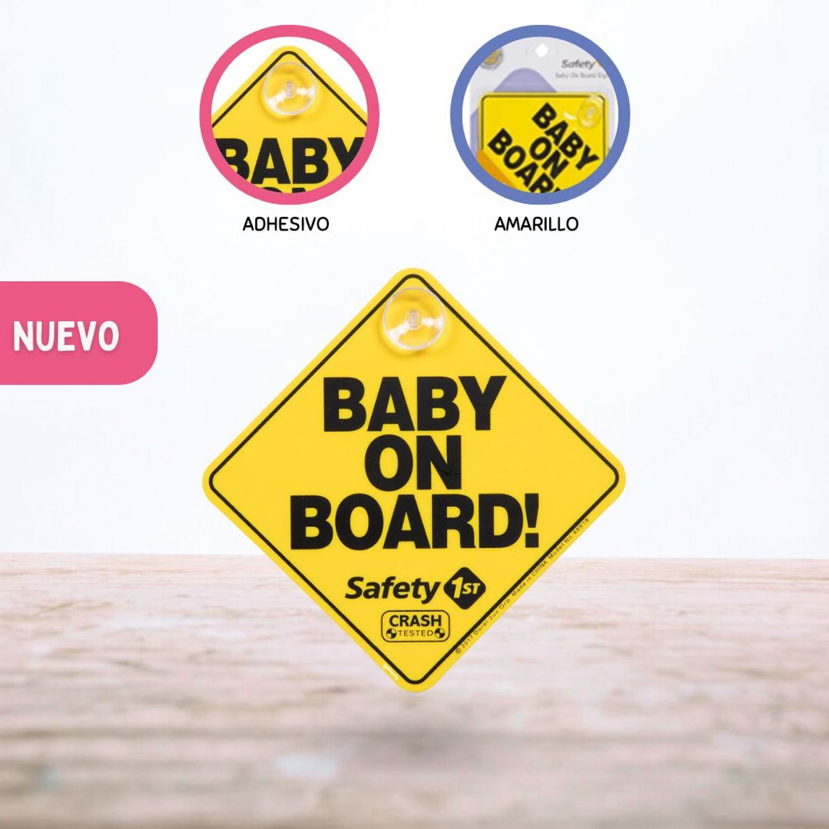 SAFETY 1ST - Letrero para Bebés «BABY ON BOARD» Yellow