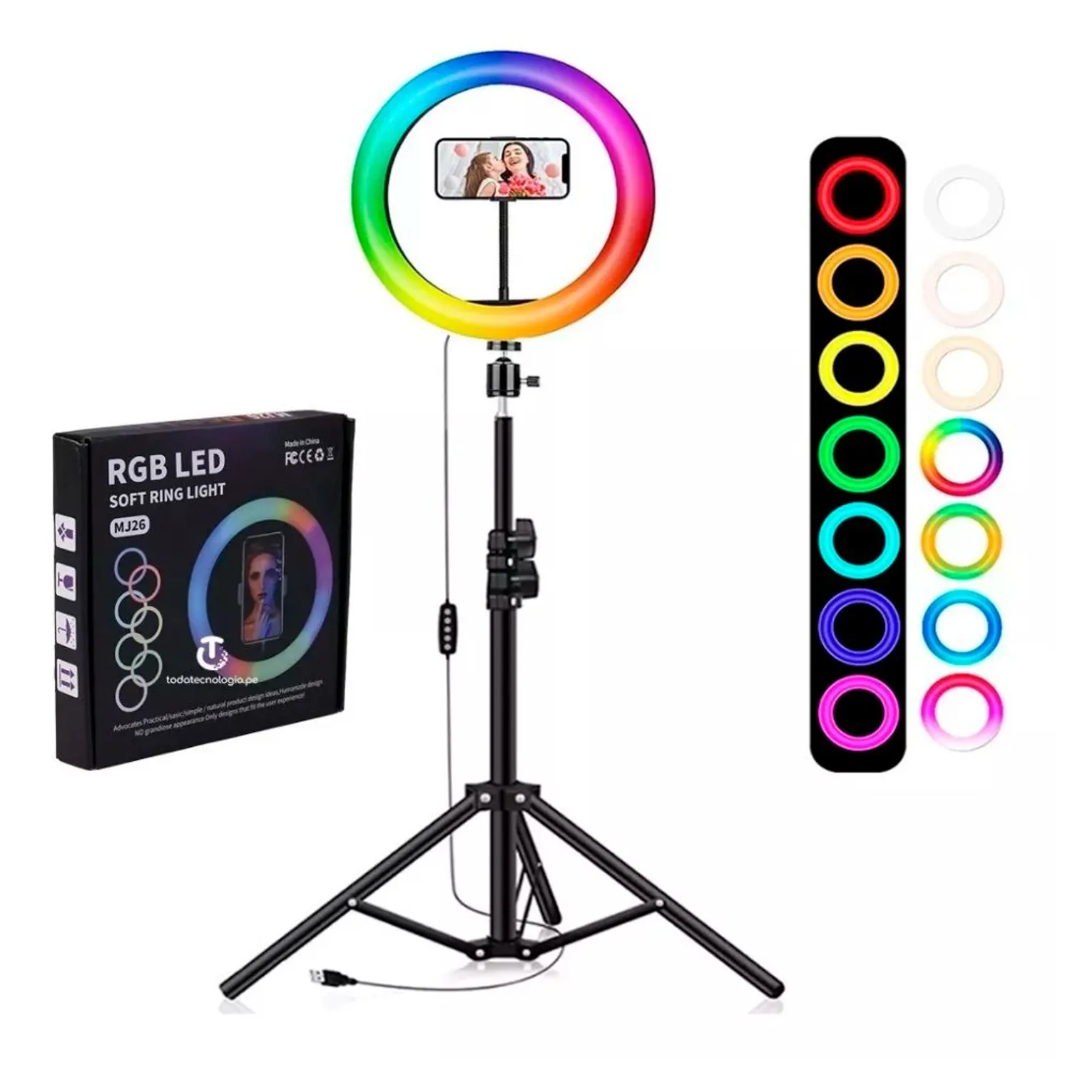 Foco Led Aro Luz Led 10 Pulgadas Aro Luz Led 26 CM RGB Colores