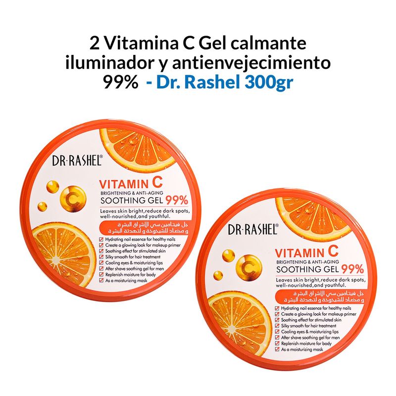 GENERICO - 2 Vitamina C Gel calmante iluminador y antienvejecimiento 99 300gr
