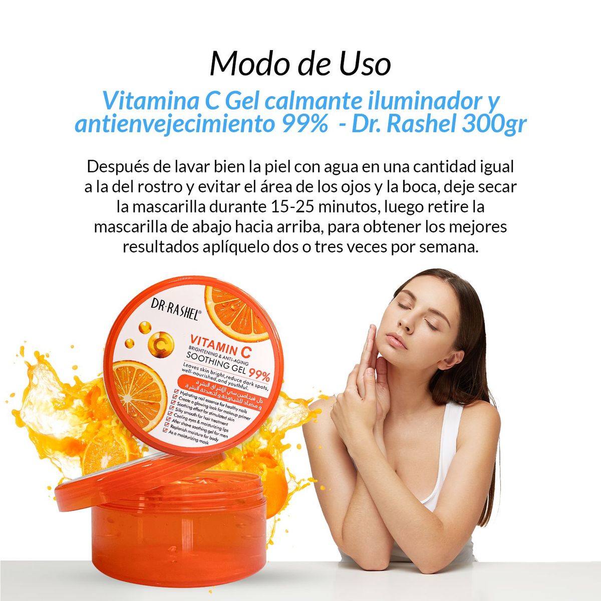GENERICO - 2 Vitamina C Gel calmante iluminador y antienvejecimiento 99 300gr