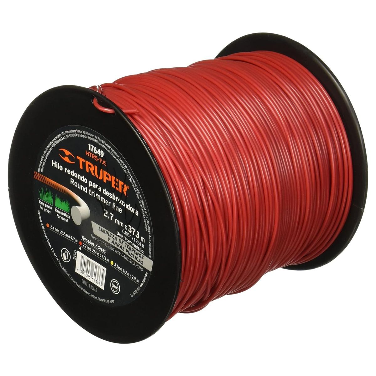 TRUPER - Hilo para desmalezadora desbrozadora podadora 2.7 mm x 373 m, Truper