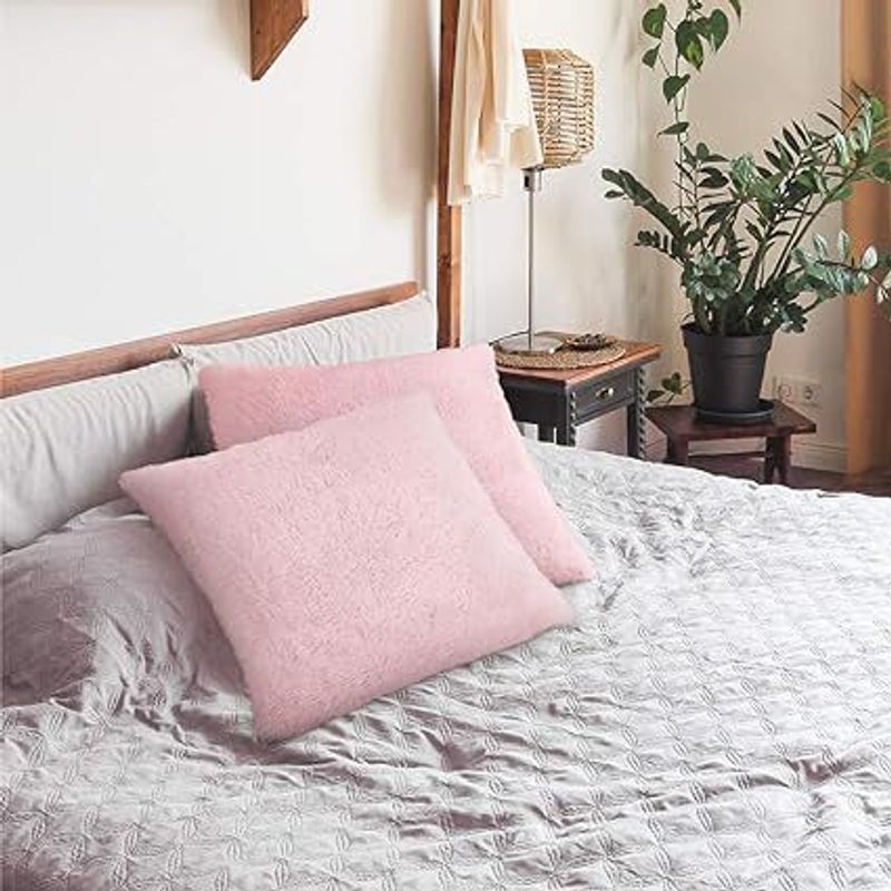 GENERICO - COJIN CUADRADO  PELO CORTO 35X35 ROSADO BEBE