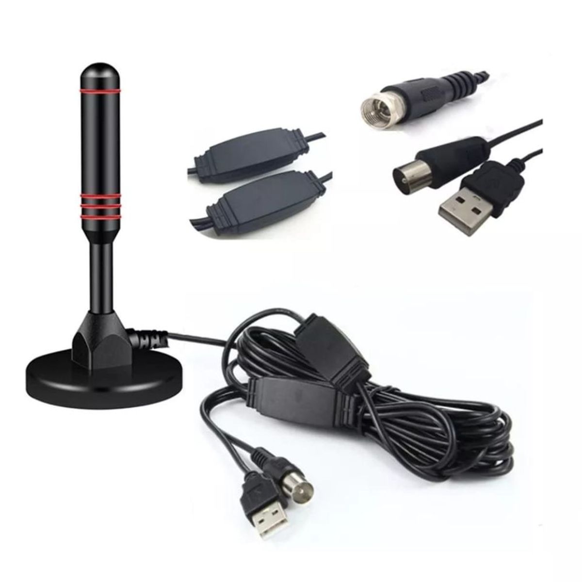 GENERICO - Antena Para Tv Smart HD Amplificada Interior 5m Coaxial USB