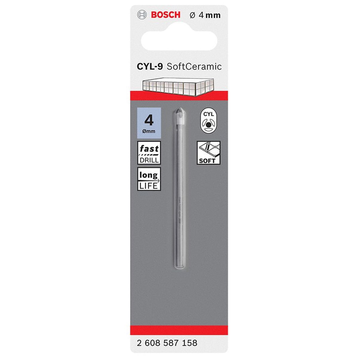 BOSCH - Broca para vidrio Expert for Ceramic CYL-9 4mm