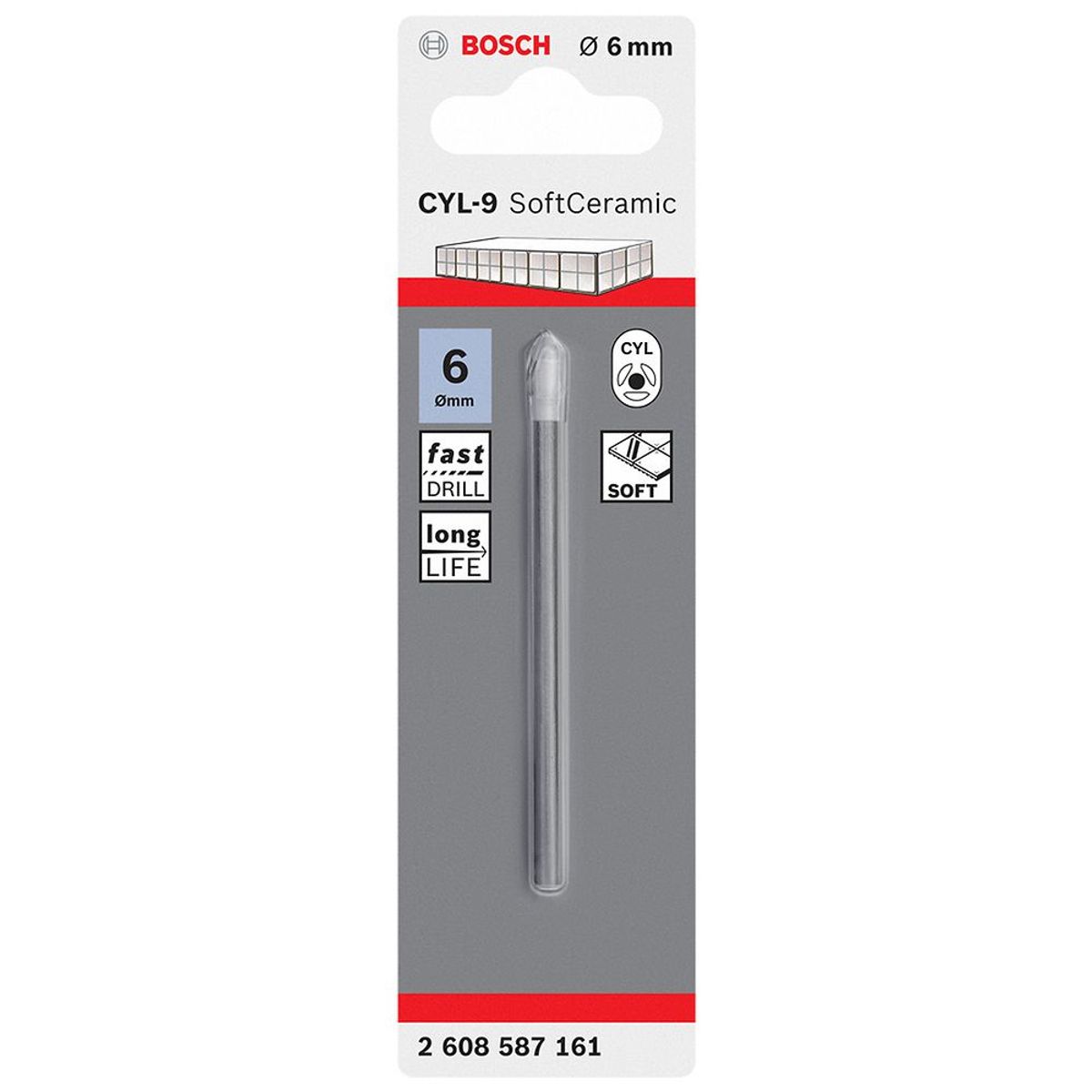 BOSCH - Broca para vidrio Expert for Ceramic CYL-9 6mm