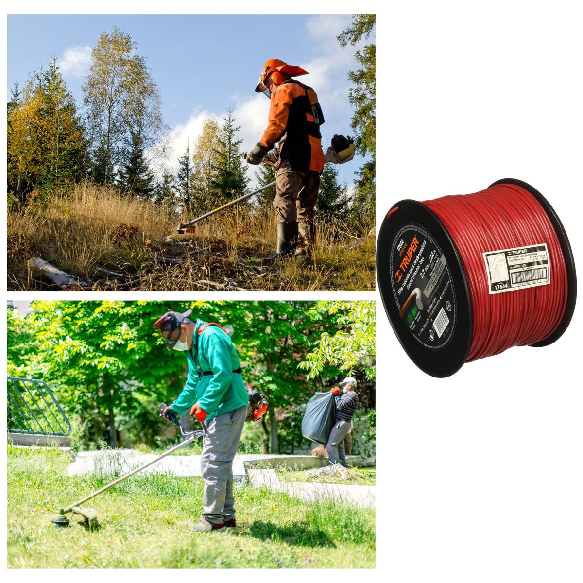 TRUPER - Hilo para desmalezadora desbrozadora podadora 2.7 mm x 224 m, Truper