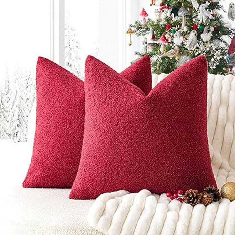 GENERICO - COJIN CUADRADO  PELO CORTO 35X35 ROJO