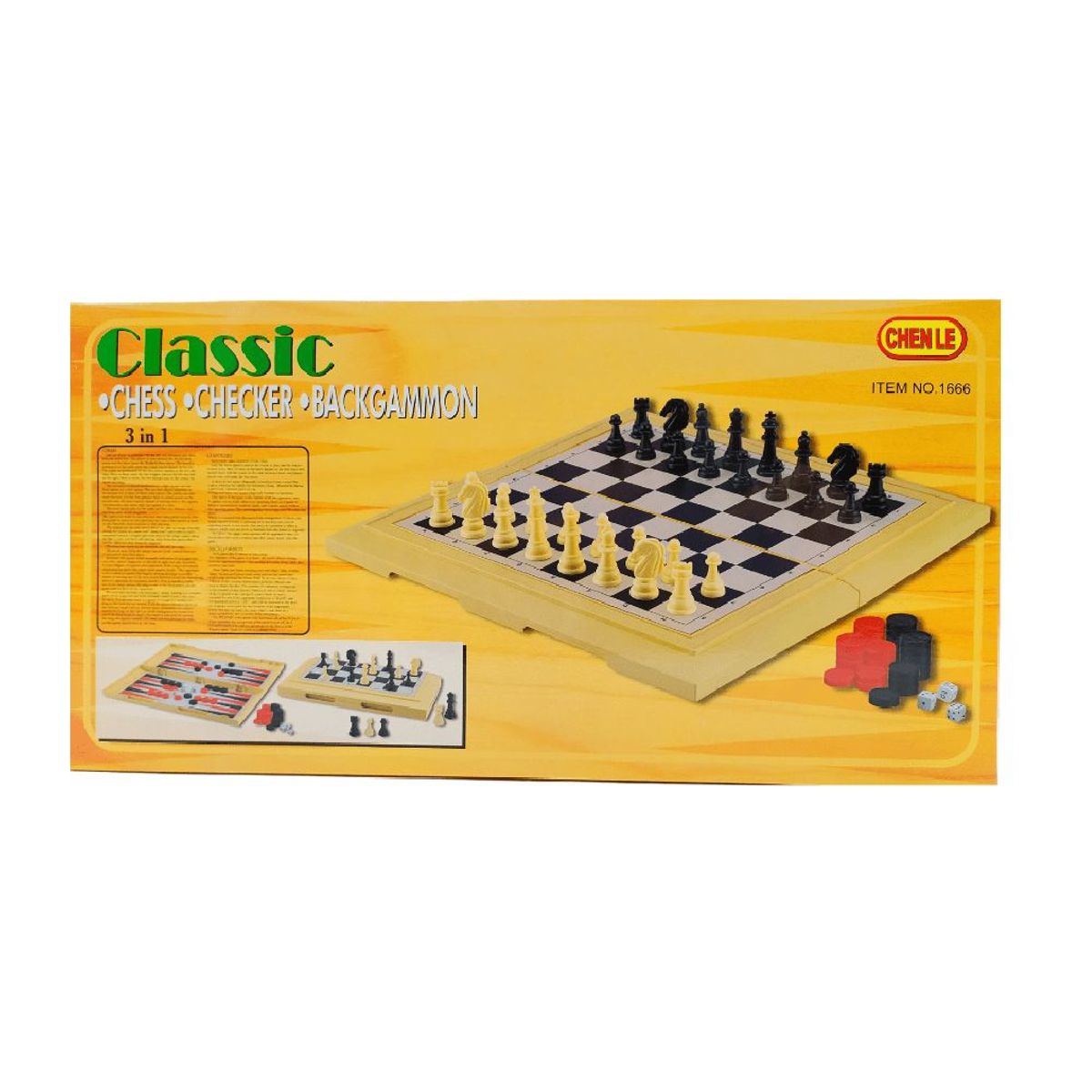 GENERICO - Juego De Ajedrez Grande 3 En 1