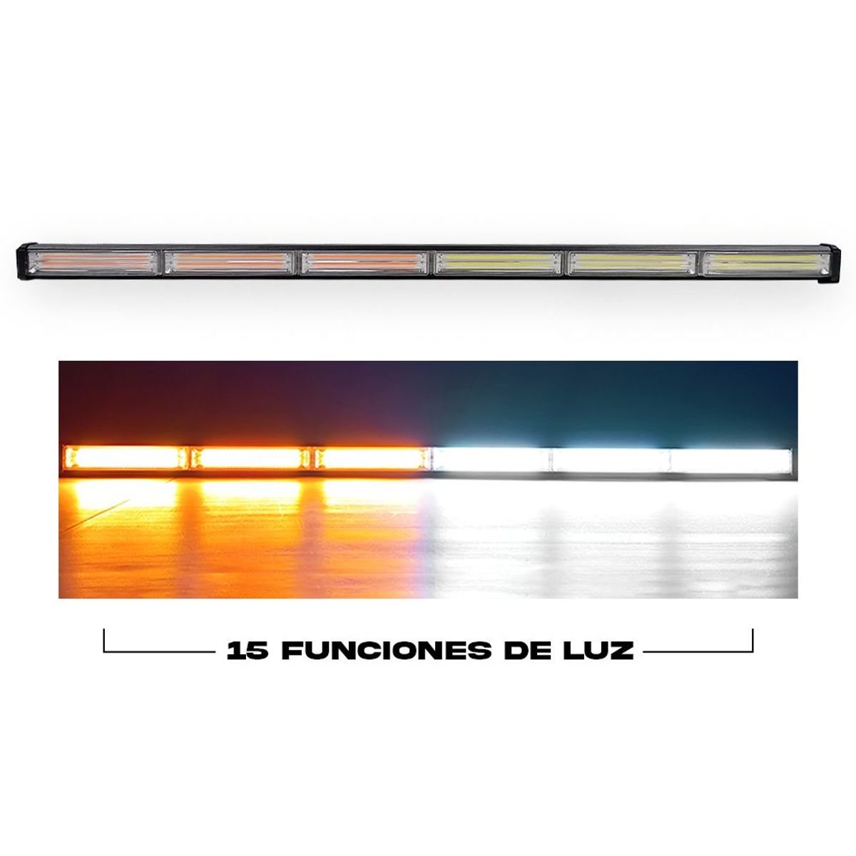 GENERICO - Barra Led de Emergencia Luz BlancoAmbar 90w Con Switch