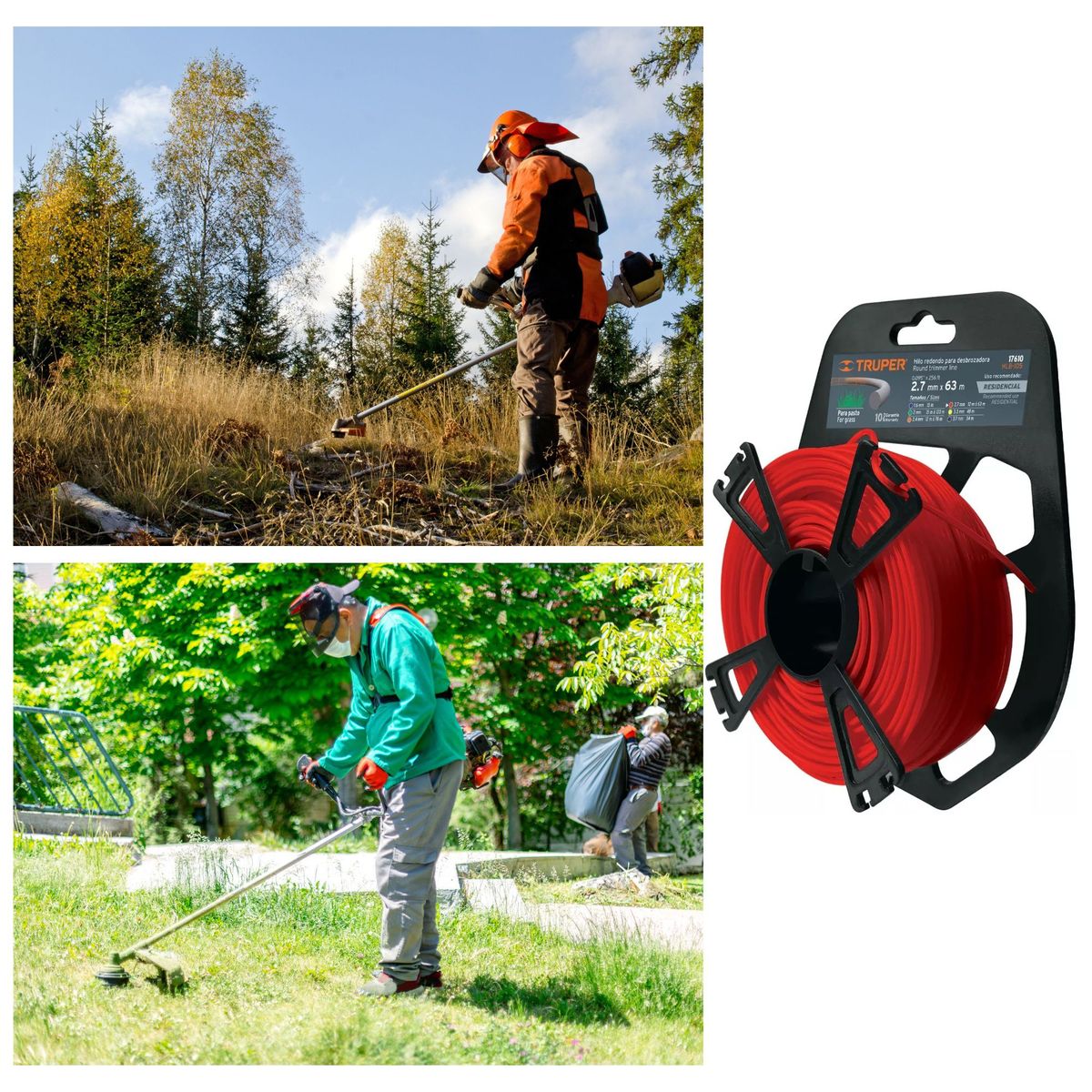 TRUPER - Hilo para desmalezadora desbrozadora podadora 2.7 mm x 63 m, Truper