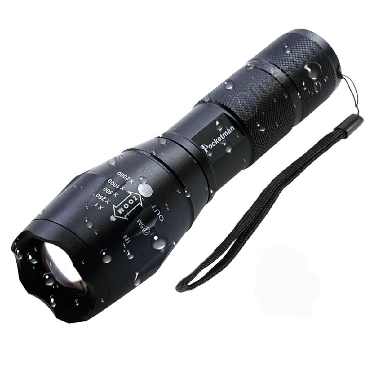 GENERICO - línterna tactica militar led potente con zoom 200m alcance