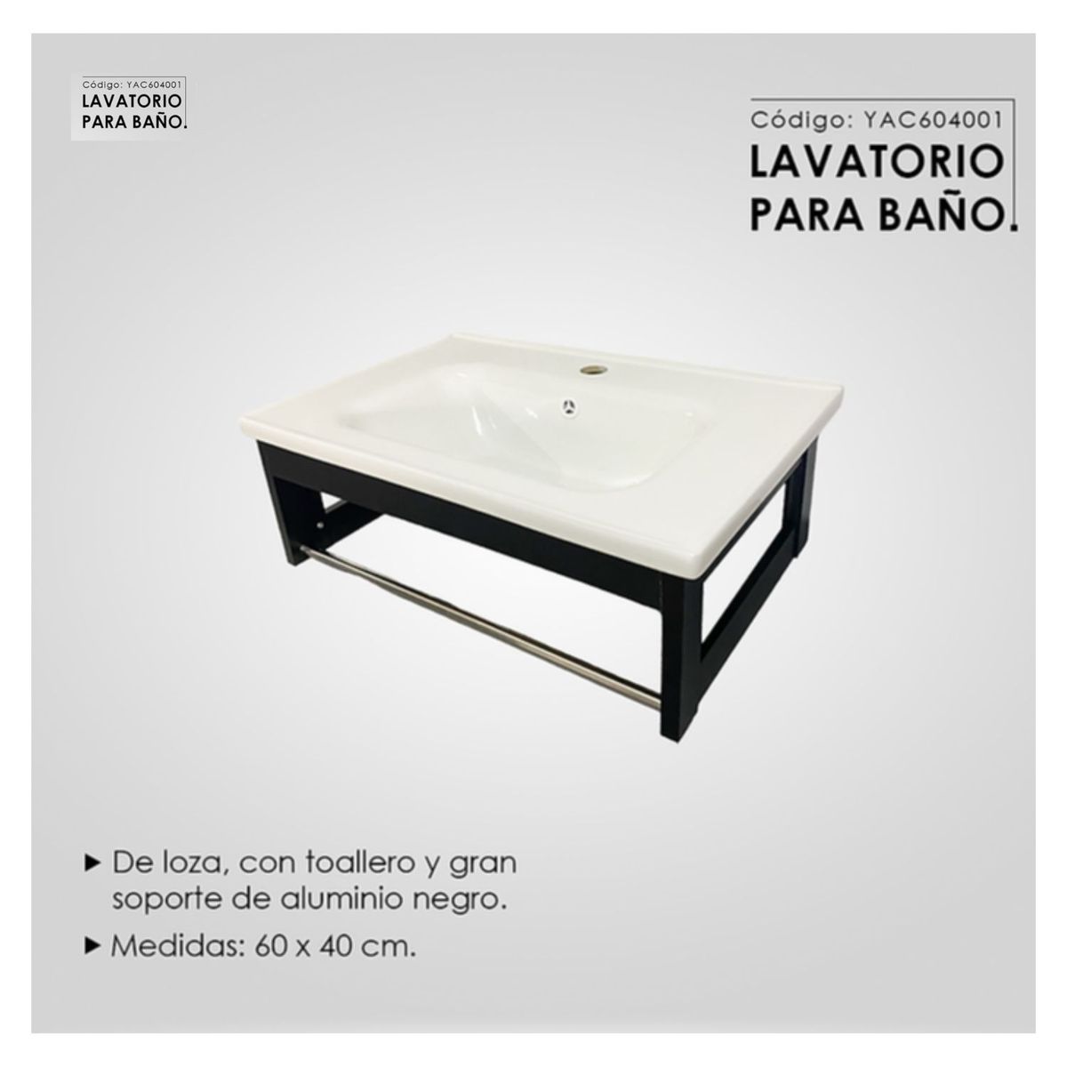 GENERICO - Loza vitrificada XM 40x60 cm Blanco con Negro