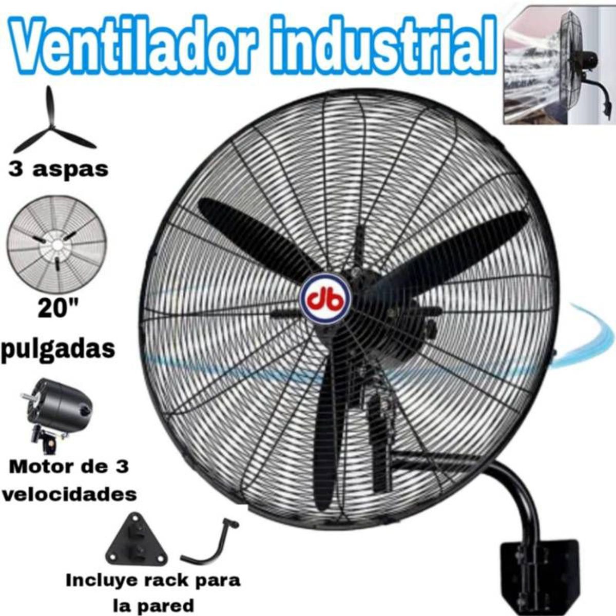 GENERICO - Ventilador De Pared JBO de 20 Pulgadas 130 WATTS