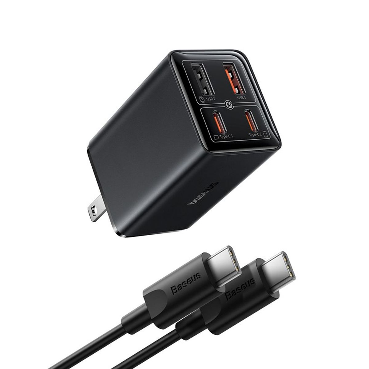 BASEUS - Cargador adaptador de carga rápida 2 tipo C + 2 USB Gan6 Pro Baseus